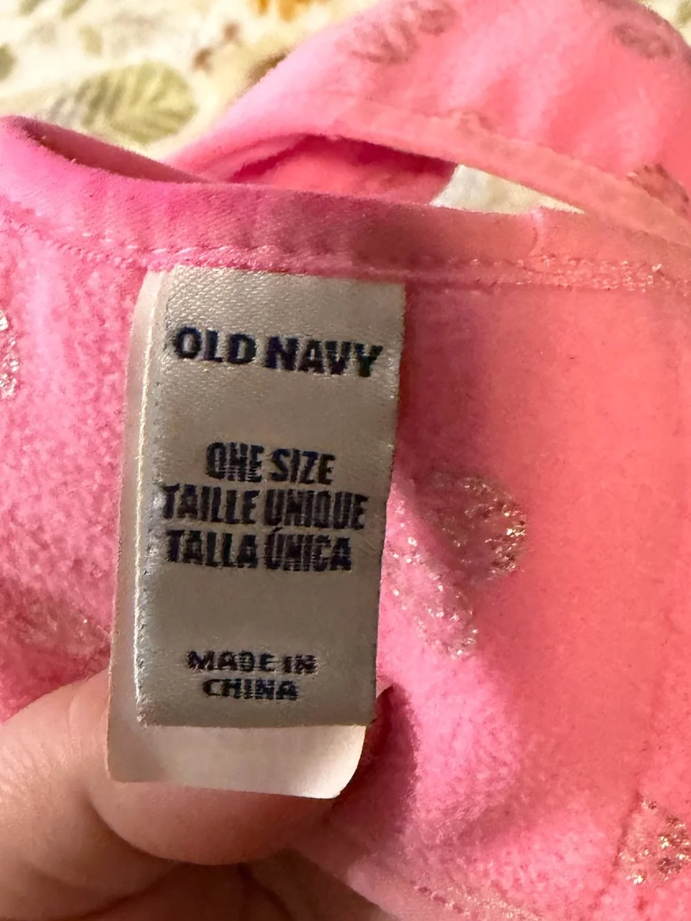 Old Navy Pink Fleece Headband with Silver Peace Signs